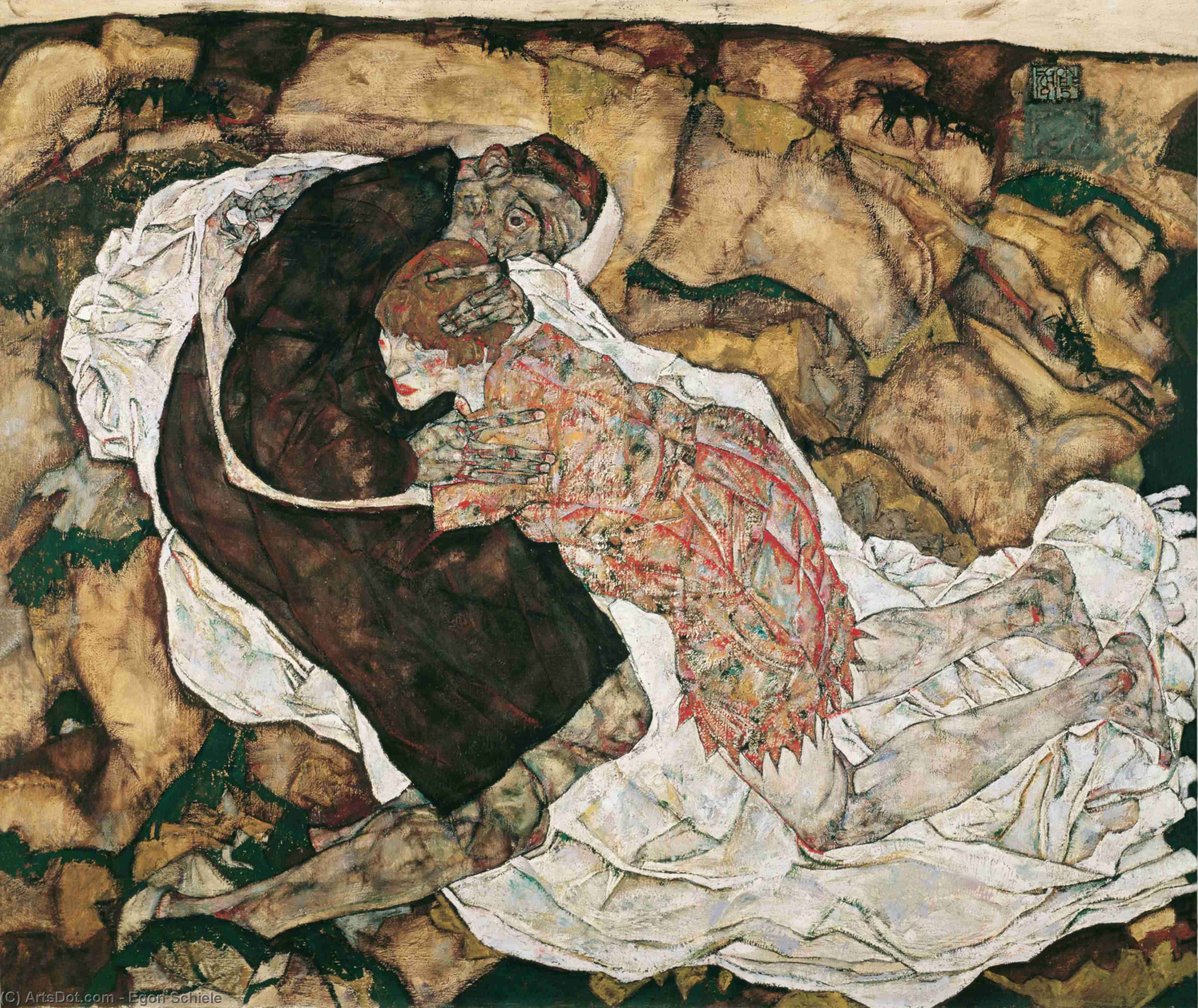 WikiOO.org - Εγκυκλοπαίδεια Καλών Τεχνών - Ζωγραφική, έργα τέχνης Egon Schiele - Death and the Maiden