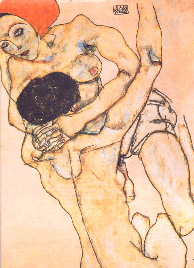 Wikioo.org - The Encyclopedia of Fine Arts - Painting, Artwork by Egon Schiele - Two young girls