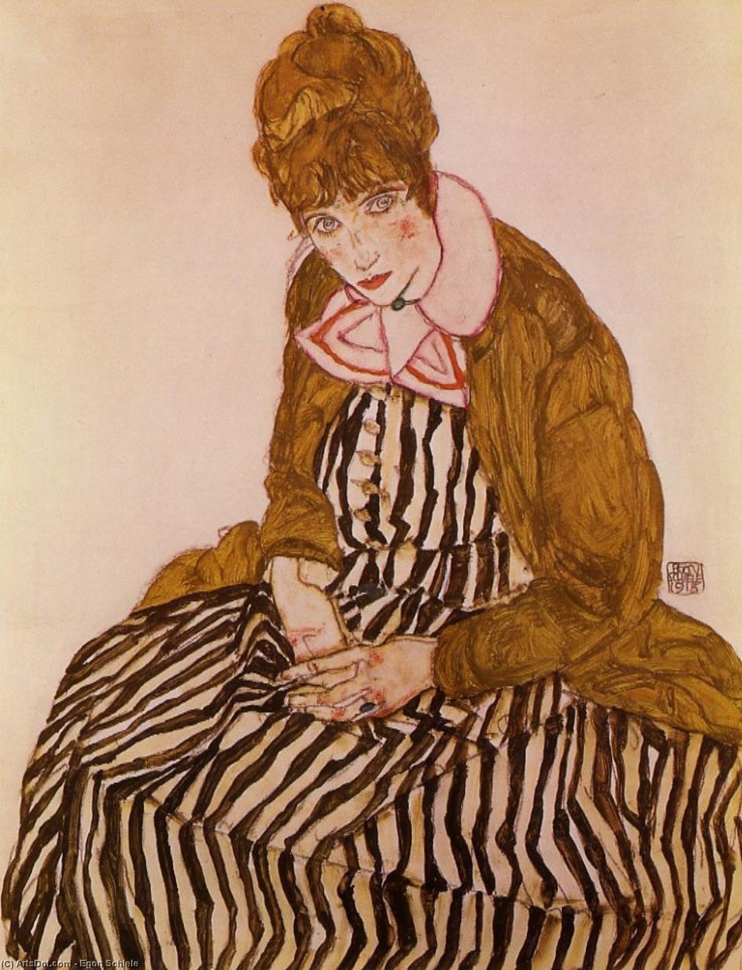 Wikioo.org - สารานุกรมวิจิตรศิลป์ - จิตรกรรม Egon Schiele - Edith Schiele, Seated
