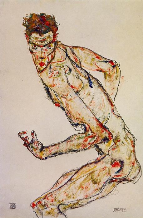 WikiOO.org - Encyclopedia of Fine Arts - Maalaus, taideteos Egon Schiele - Fighter