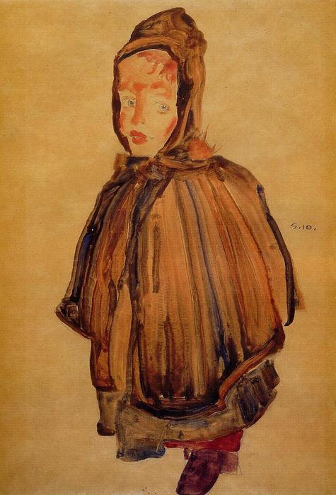Wikioo.org - The Encyclopedia of Fine Arts - Painting, Artwork by Egon Schiele - Girl with Hood