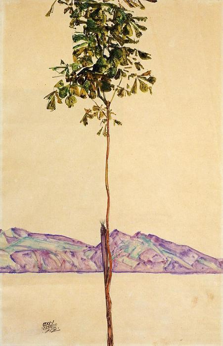 Wikioo.org - The Encyclopedia of Fine Arts - Painting, Artwork by Egon Schiele - Little Tree (Chestnut Tree at Lake Constance)