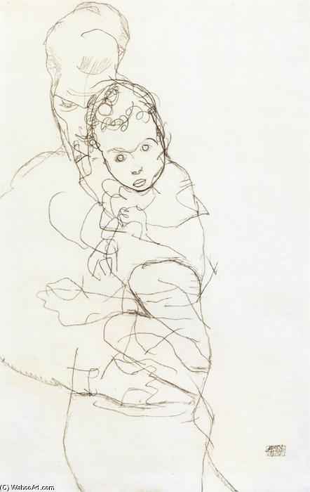 Wikoo.org - موسوعة الفنون الجميلة - اللوحة، العمل الفني Egon Schiele - Mother and Child