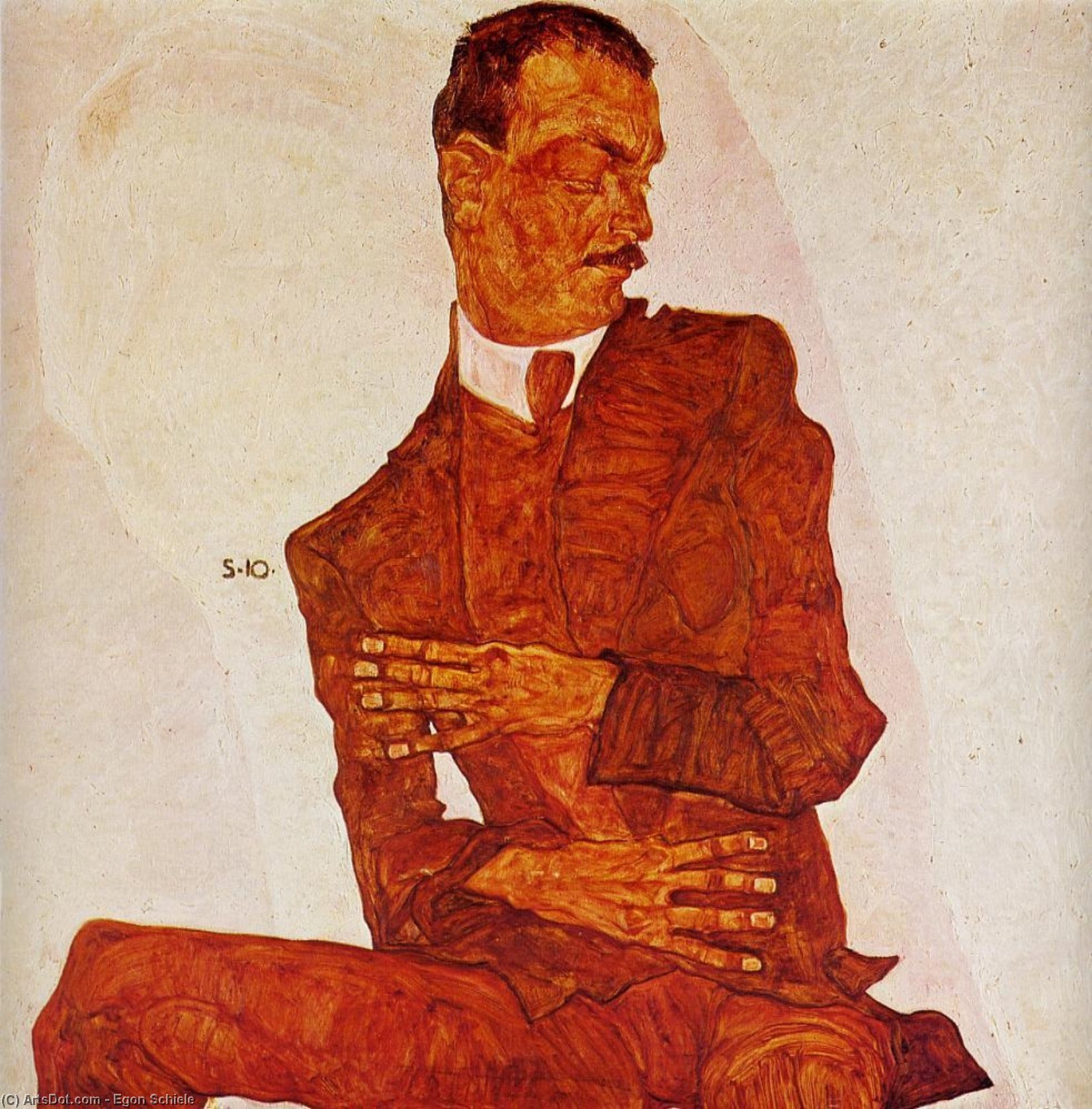 WikiOO.org - Εγκυκλοπαίδεια Καλών Τεχνών - Ζωγραφική, έργα τέχνης Egon Schiele - Portrait of the Art Critic, Arthur Roessler