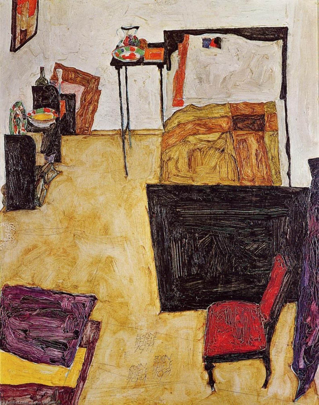 Wikioo.org - The Encyclopedia of Fine Arts - Painting, Artwork by Egon Schiele - Schiele's Room in Neulengbach