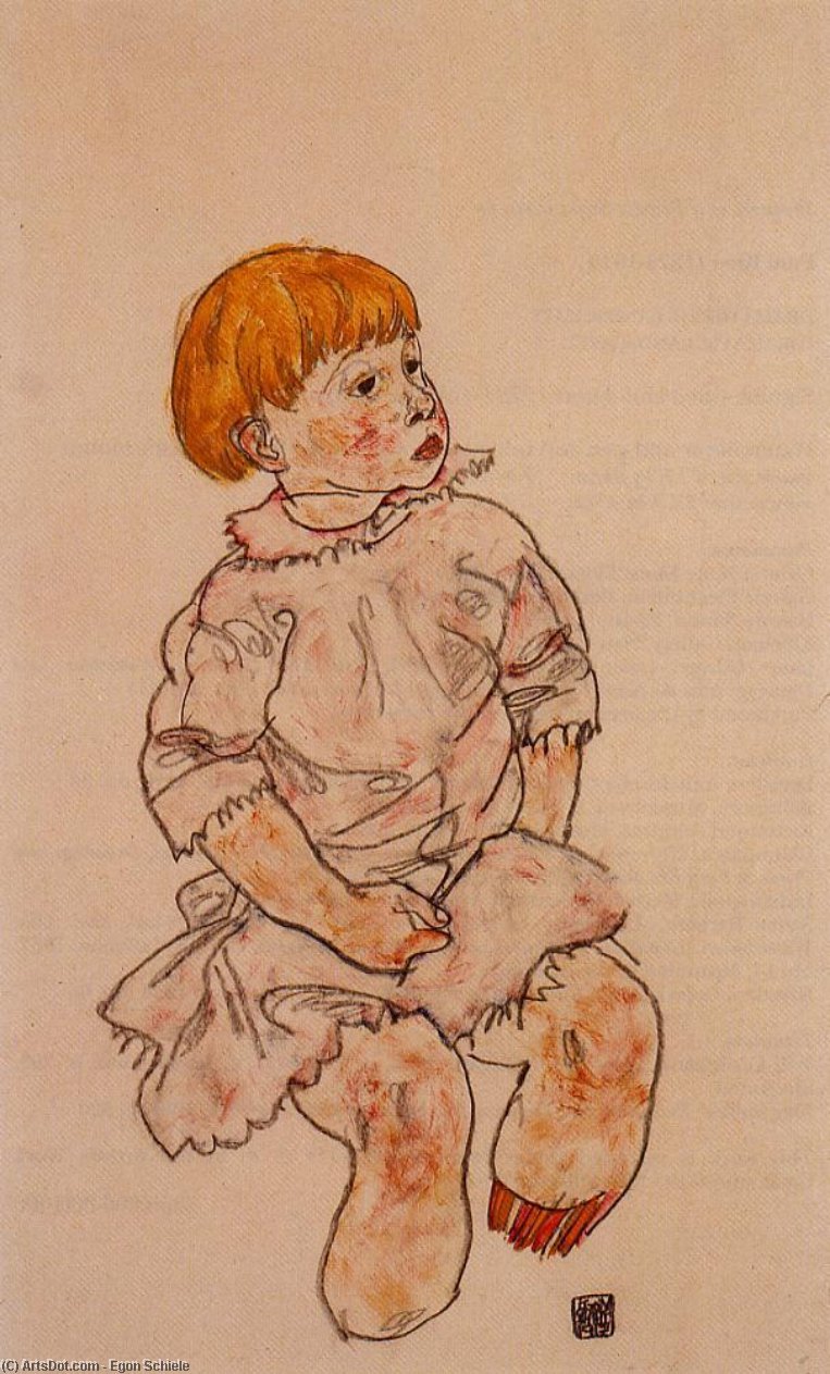 Wikioo.org - สารานุกรมวิจิตรศิลป์ - จิตรกรรม Egon Schiele - Seated Child - Anton Prschka, Jr