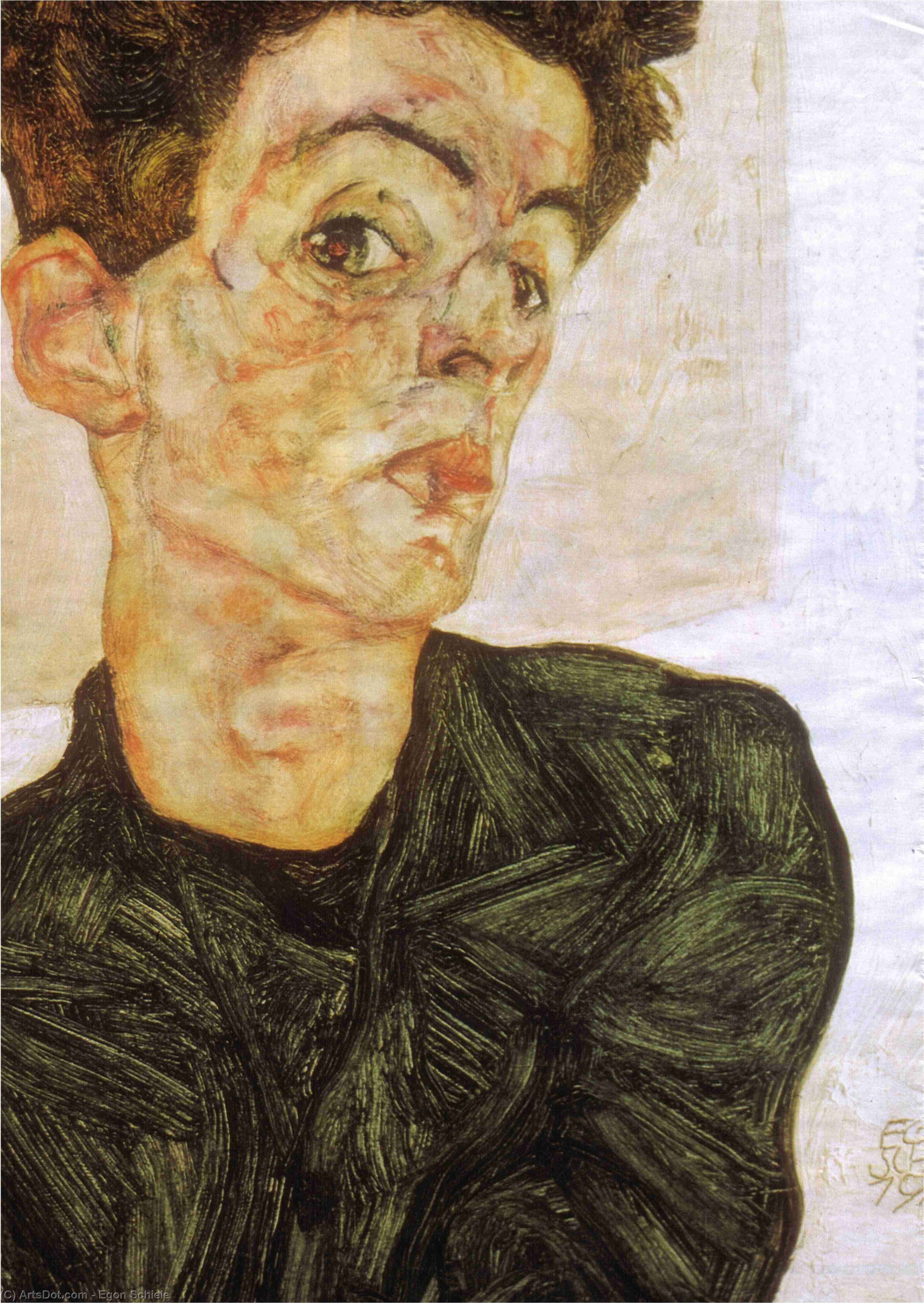 Wikioo.org - The Encyclopedia of Fine Arts - Painting, Artwork by Egon Schiele - self portrait 1912