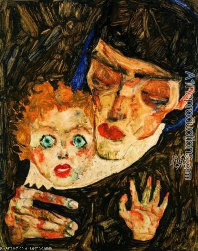 Wikioo.org - สารานุกรมวิจิตรศิลป์ - จิตรกรรม Egon Schiele - shiele - madre e bambino