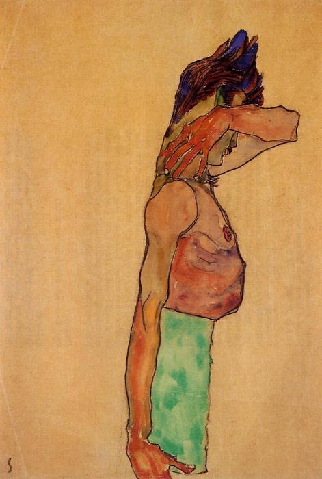 Wikioo.org - Bách khoa toàn thư về mỹ thuật - Vẽ tranh, Tác phẩm nghệ thuật Egon Schiele - Standing Male Nude