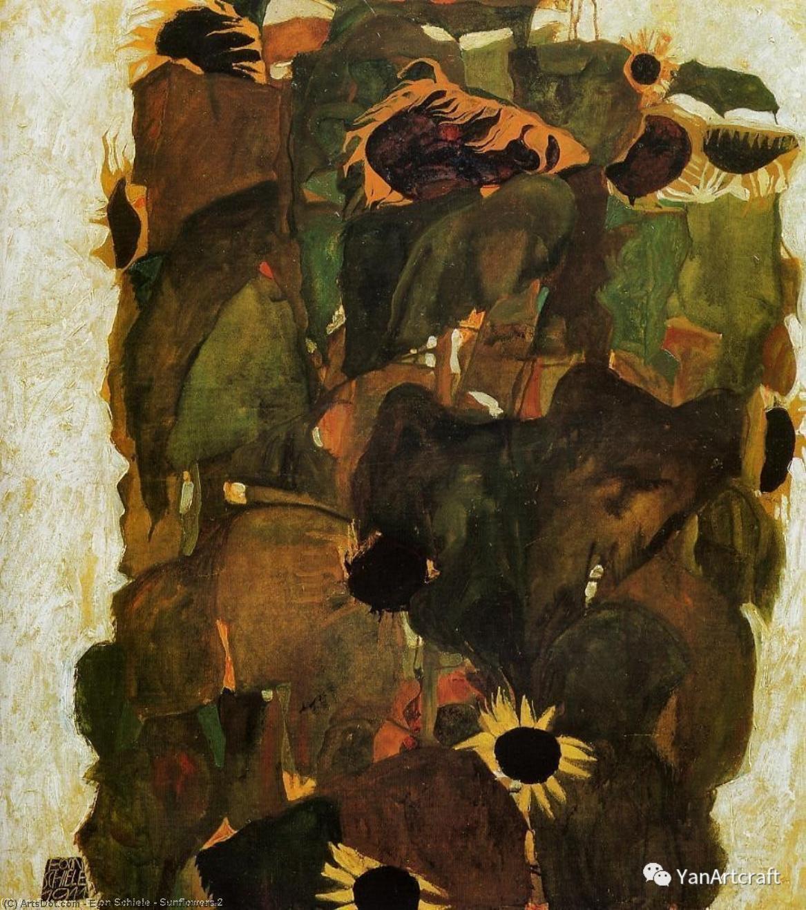 Wikioo.org - สารานุกรมวิจิตรศิลป์ - จิตรกรรม Egon Schiele - Sunflowers 2