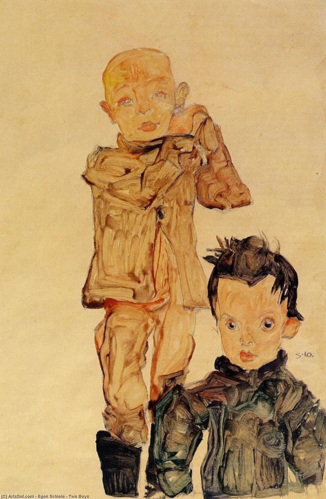 Wikioo.org - สารานุกรมวิจิตรศิลป์ - จิตรกรรม Egon Schiele - Two Boys