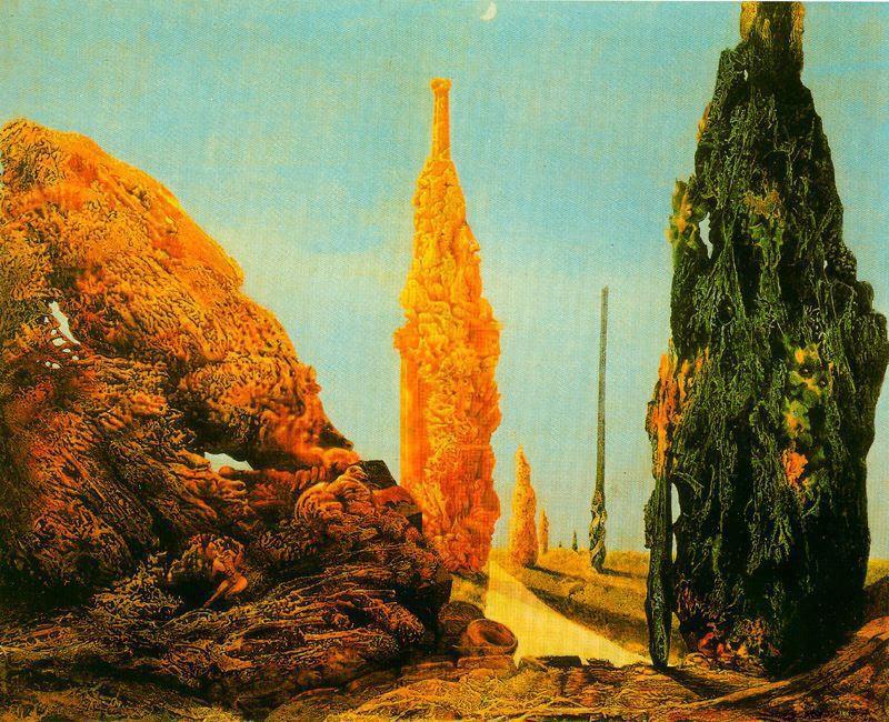 Wikioo.org - Die Enzyklopädie bildender Kunst - Malerei, Kunstwerk von Max Ernst - einsam baum und vereint bäume