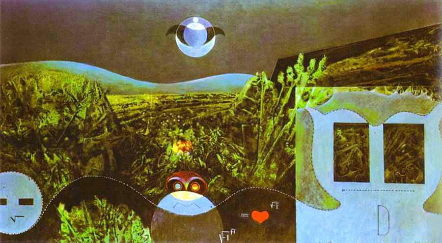 Wikoo.org - موسوعة الفنون الجميلة - اللوحة، العمل الفني Max Ernst - The Phases of the Night