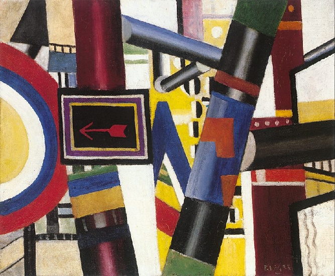 Wikoo.org - موسوعة الفنون الجميلة - اللوحة، العمل الفني Fernand Leger - Sketch for The Railway Crossing