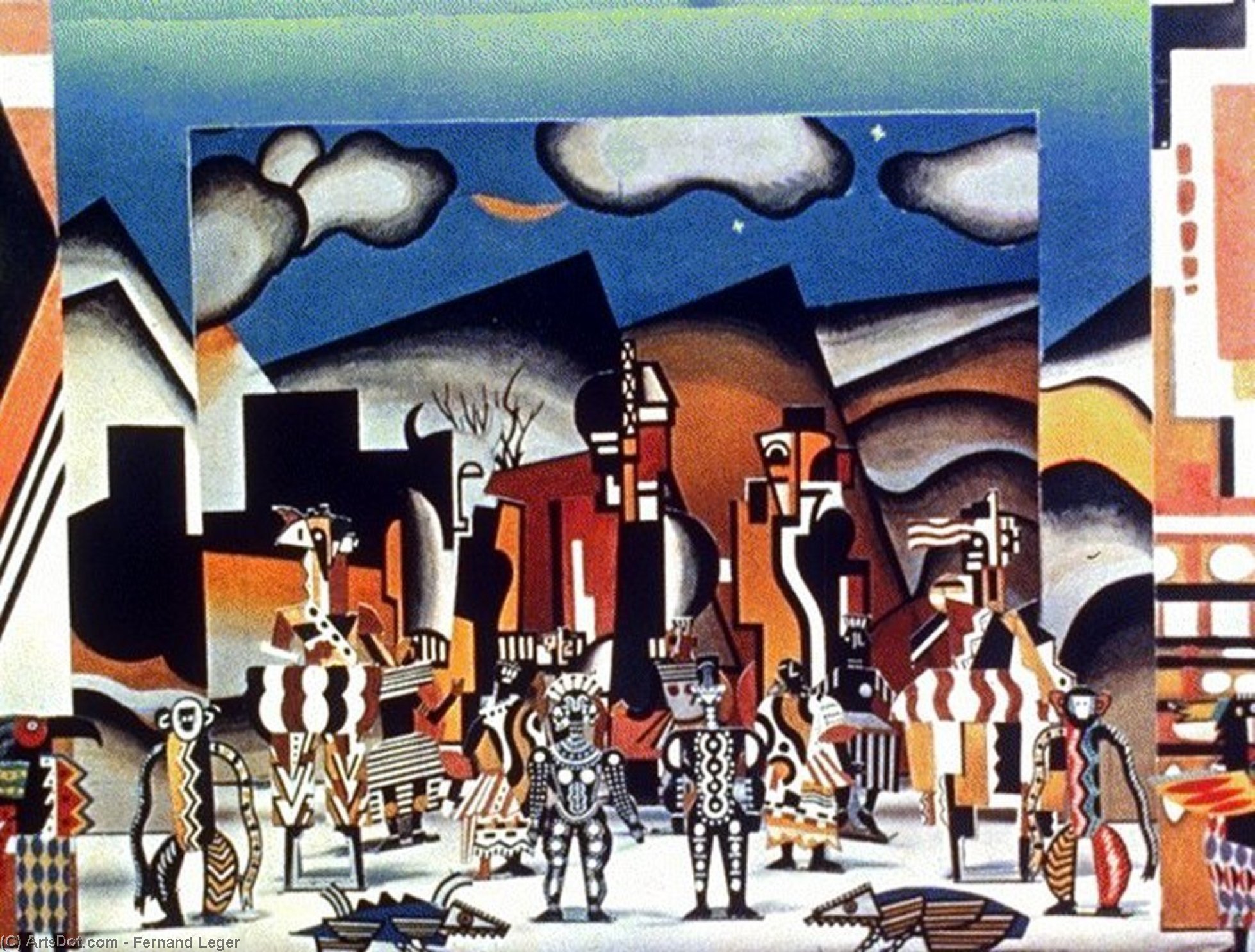 Wikioo.org - The Encyclopedia of Fine Arts - Painting, Artwork by Fernand Leger - Creation du Monde and costumes set course.