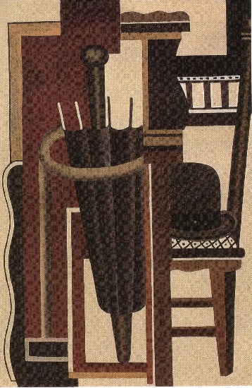 Wikioo.org - The Encyclopedia of Fine Arts - Painting, Artwork by Fernand Leger - Umbrella and bowler hat