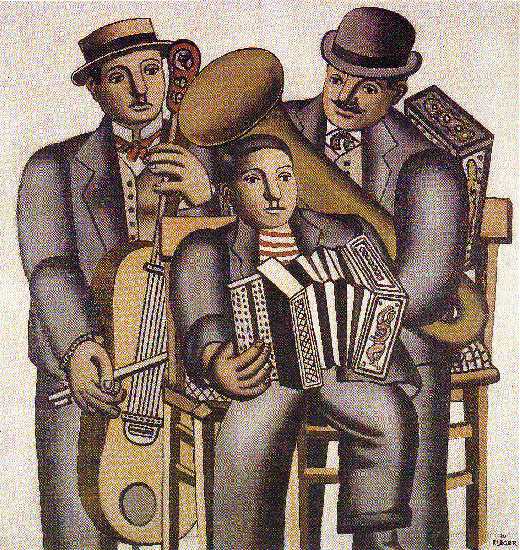 Wikioo.org - The Encyclopedia of Fine Arts - Painting, Artwork by Fernand Leger - Three Musicians