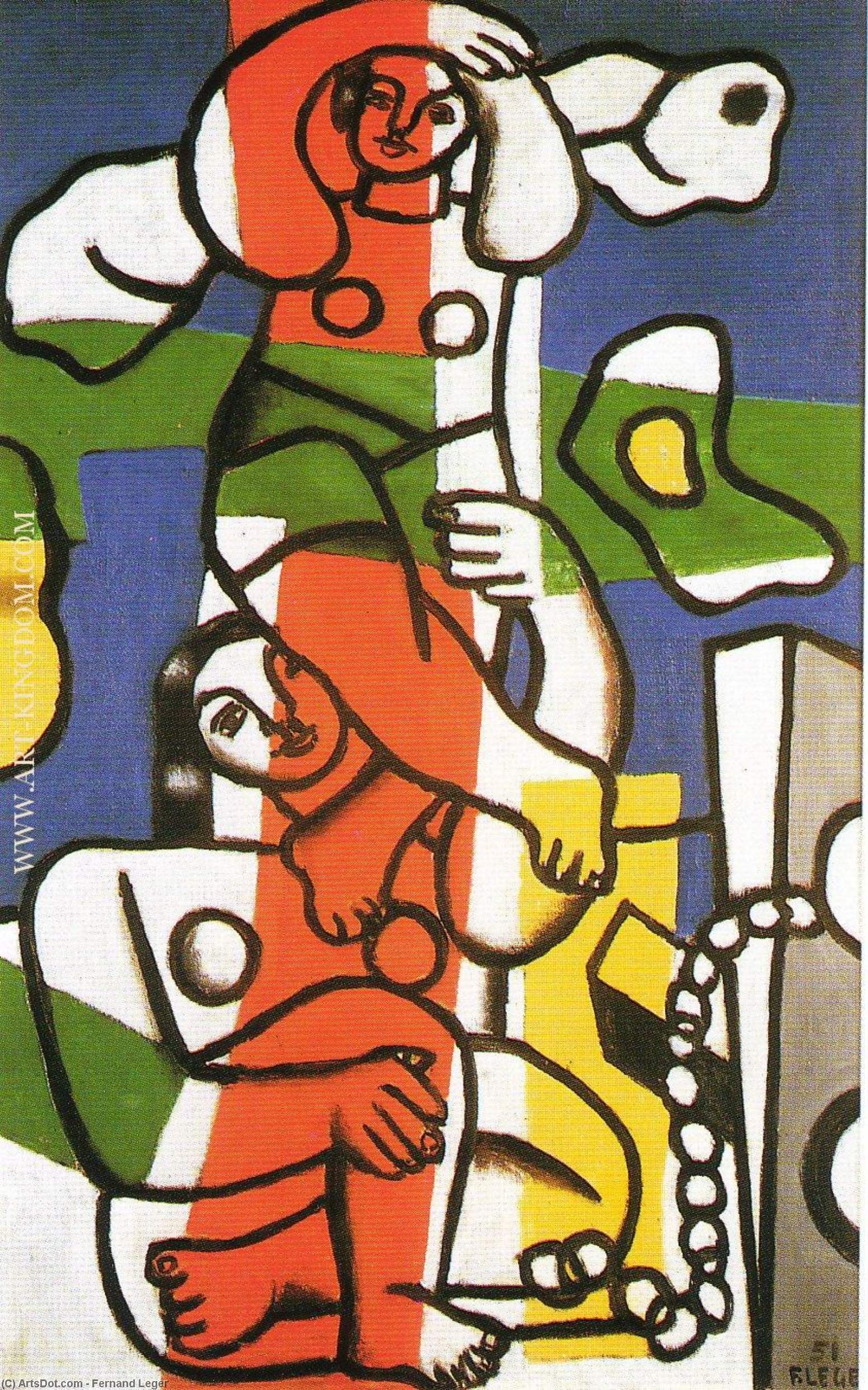 WikiOO.org - Encyclopedia of Fine Arts - Malba, Artwork Fernand Leger - Acrobats polychrome