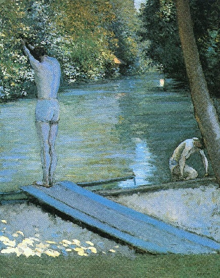 WikiOO.org - Εγκυκλοπαίδεια Καλών Τεχνών - Ζωγραφική, έργα τέχνης Gustave Caillebotte - Bather Preparing to Dive, Banks of the Yerres