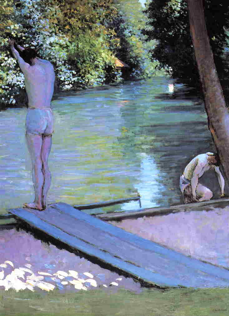 Wikioo.org - The Encyclopedia of Fine Arts - Painting, Artwork by Gustave Caillebotte - Bather Preparing to Dive, Banks of the Yerres