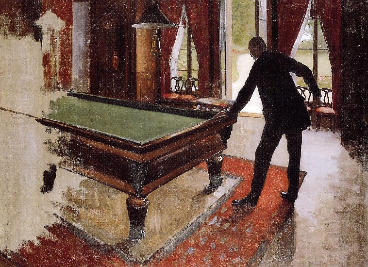WikiOO.org - Encyclopedia of Fine Arts - Maľba, Artwork Gustave Caillebotte - Billiards (unfinished)