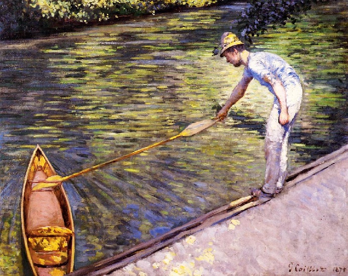 WikiOO.org - Encyclopedia of Fine Arts - Maleri, Artwork Gustave Caillebotte - Boater Pulling on His Perissoire