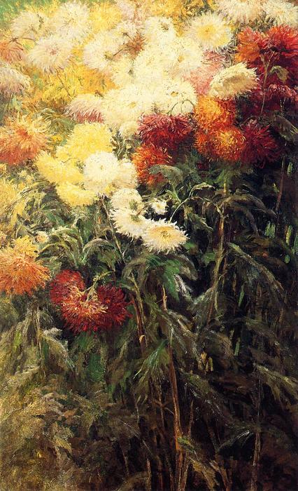 Wikioo.org - The Encyclopedia of Fine Arts - Painting, Artwork by Gustave Caillebotte - Chrysanthemums, Garden at Petit Gennevilliers