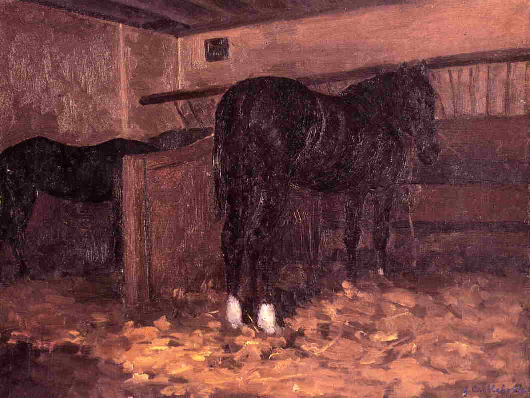 Wikioo.org - The Encyclopedia of Fine Arts - Painting, Artwork by Gustave Caillebotte - Horses in the Stable