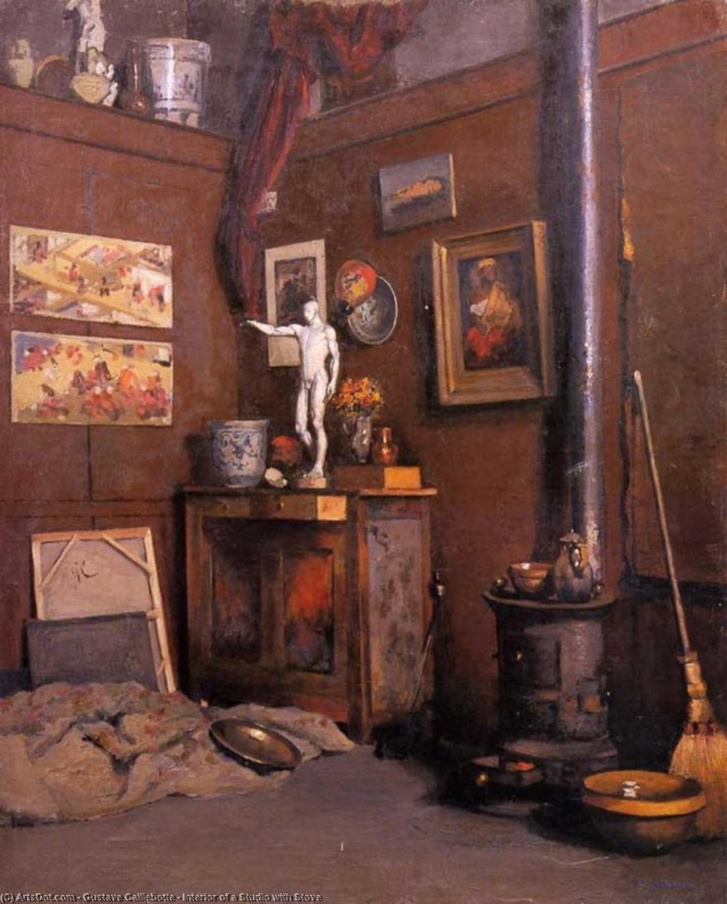 Wikioo.org - The Encyclopedia of Fine Arts - Painting, Artwork by Gustave Caillebotte - Interior of a Studio with Stove