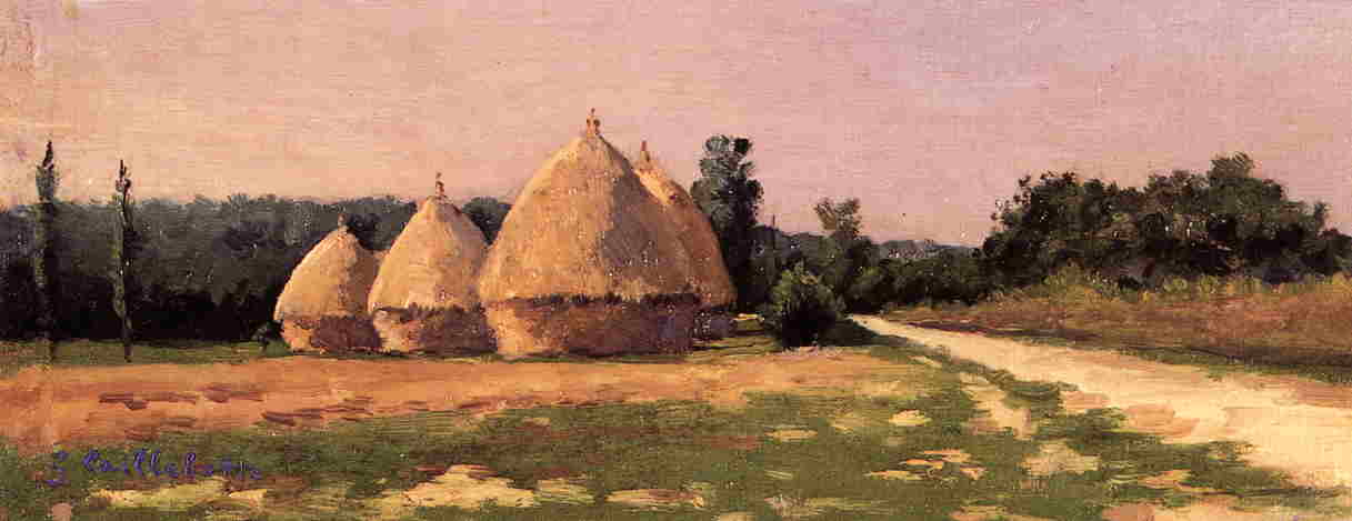 Wikioo.org - The Encyclopedia of Fine Arts - Painting, Artwork by Gustave Caillebotte - Landscape with Haystacks