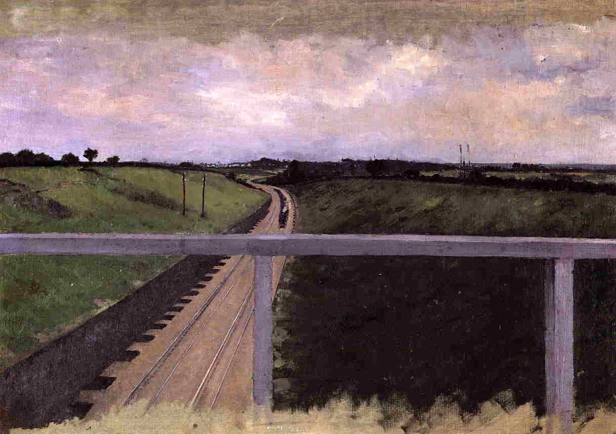 Wikioo.org - The Encyclopedia of Fine Arts - Painting, Artwork by Gustave Caillebotte - Landscape with Railway Tracks