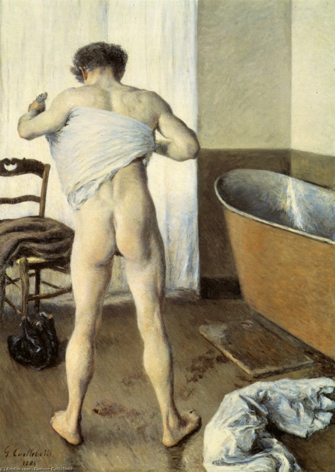 Wikioo.org – L'Encyclopédie des Beaux Arts - Peinture, Oeuvre de Gustave Caillebotte - homme à son bain