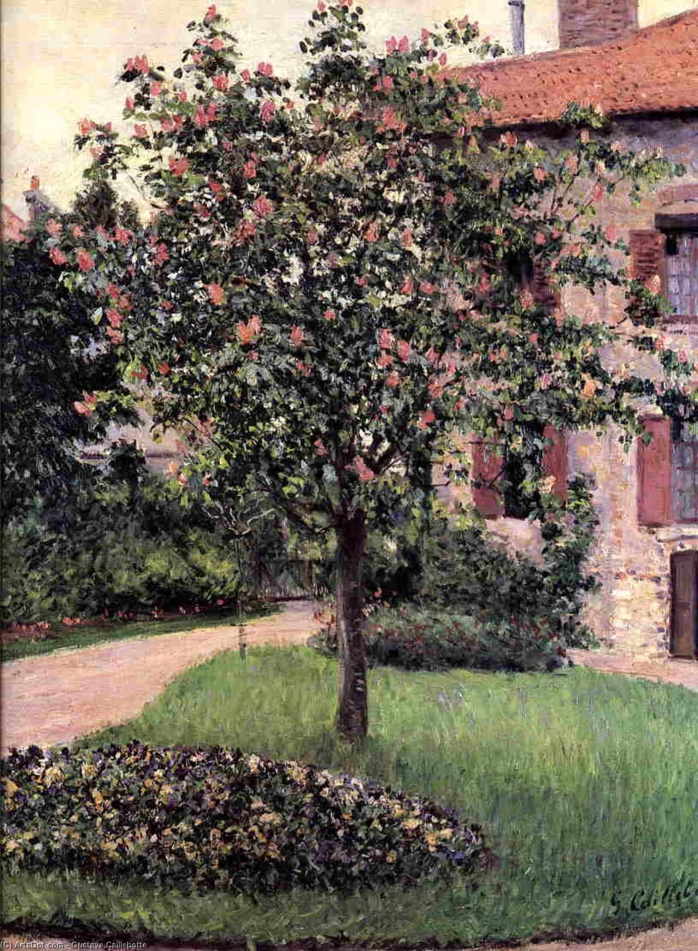 Wikioo.org - The Encyclopedia of Fine Arts - Painting, Artwork by Gustave Caillebotte - Petit Gennevilliers, Facade, Southeast of the Artist's Studio, Overlooking the Garden, Spring
