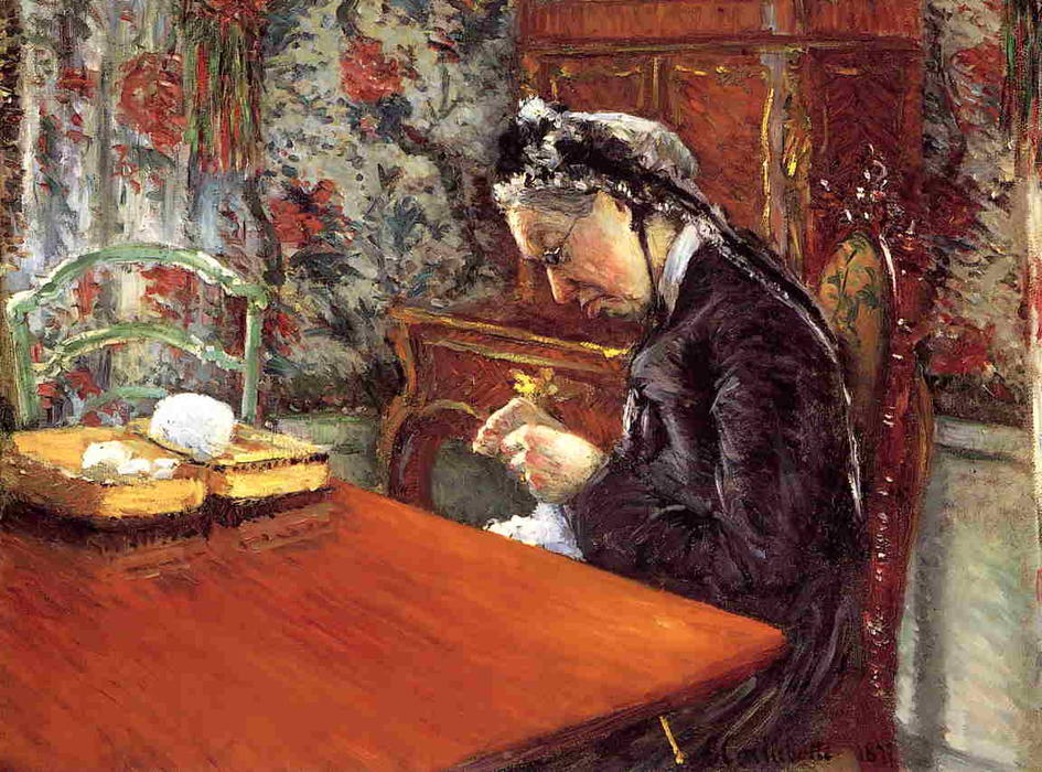 Wikioo.org - The Encyclopedia of Fine Arts - Painting, Artwork by Gustave Caillebotte - Portrait of Madame Boissiere Knitting