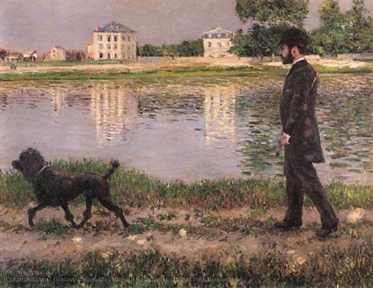 Wikioo.org - The Encyclopedia of Fine Arts - Painting, Artwork by Gustave Caillebotte - Richard Gallo and His Dog at Petit Gennevilliers