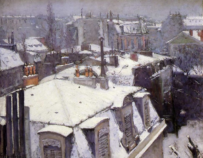 Wikioo.org – La Enciclopedia de las Bellas Artes - Pintura, Obras de arte de Gustave Caillebotte - Tejados Bajo Nieve
