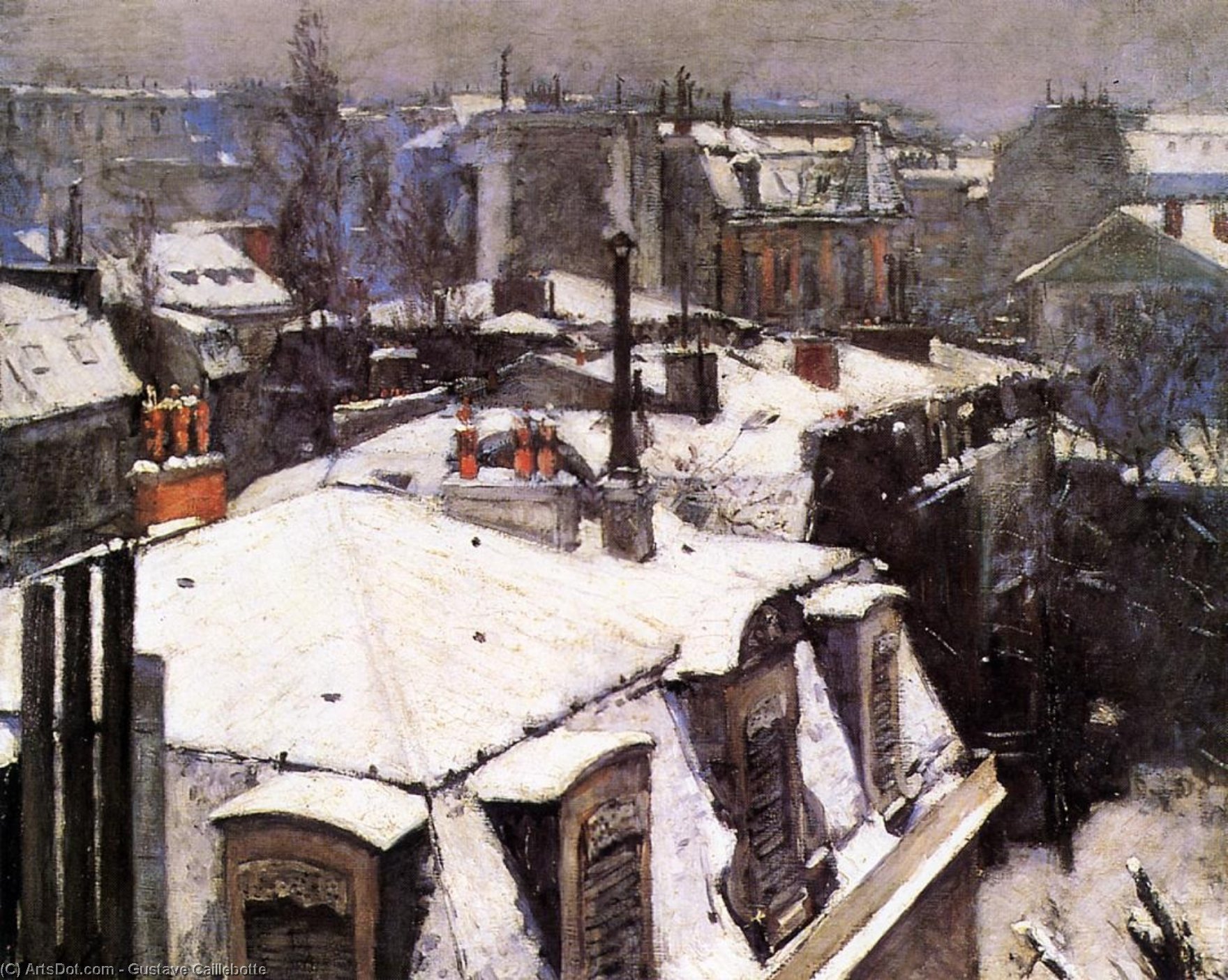 WikiOO.org - Encyclopedia of Fine Arts - Schilderen, Artwork Gustave Caillebotte - Rooftops Under Snow