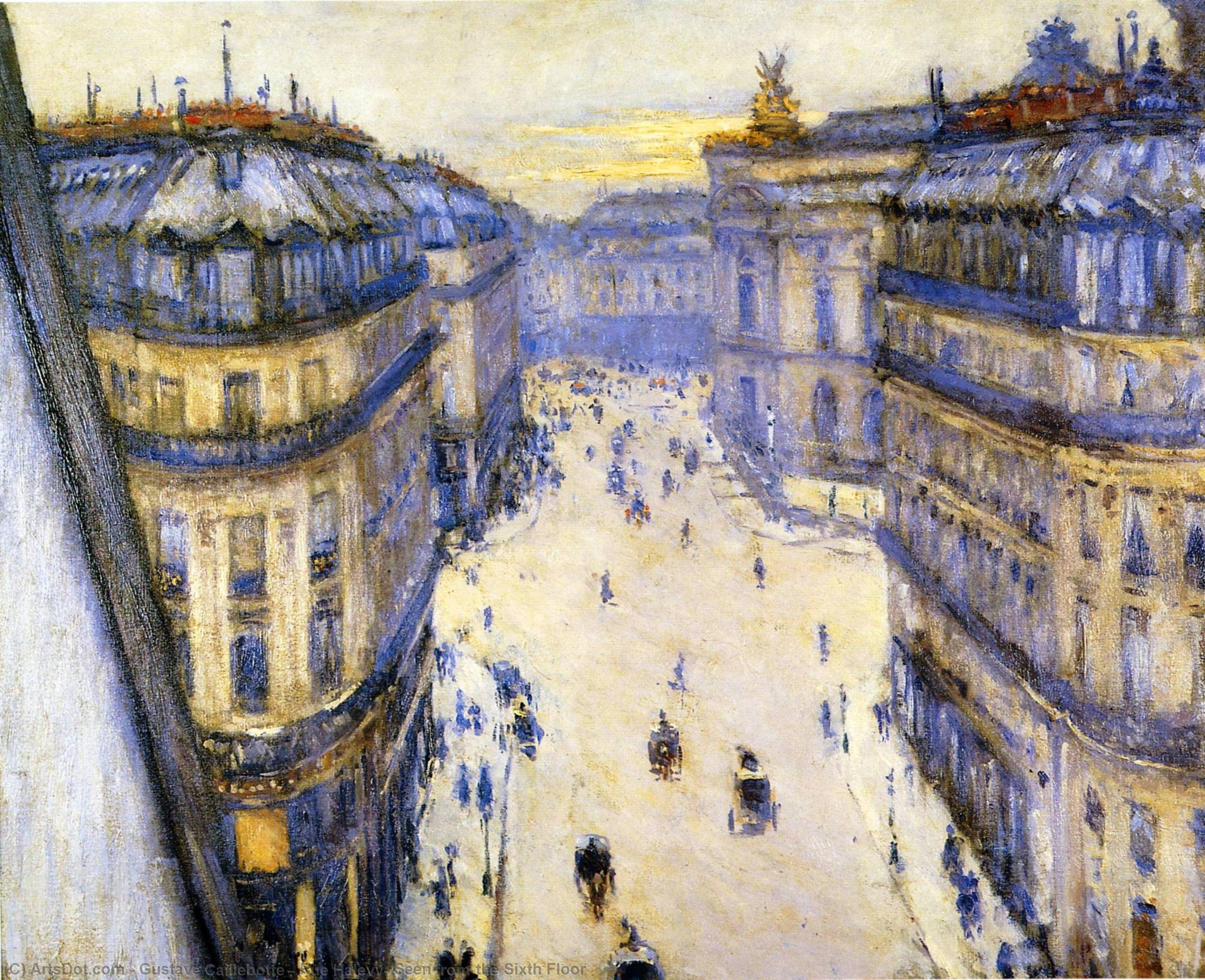 Wikioo.org – L'Encyclopédie des Beaux Arts - Peinture, Oeuvre de Gustave Caillebotte - Rue Halévy vu  issus  au  sixième  sol
