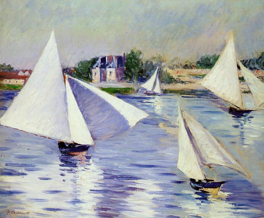 Wikioo.org - The Encyclopedia of Fine Arts - Painting, Artwork by Gustave Caillebotte - Sailboats on the Seine at Argenteuil