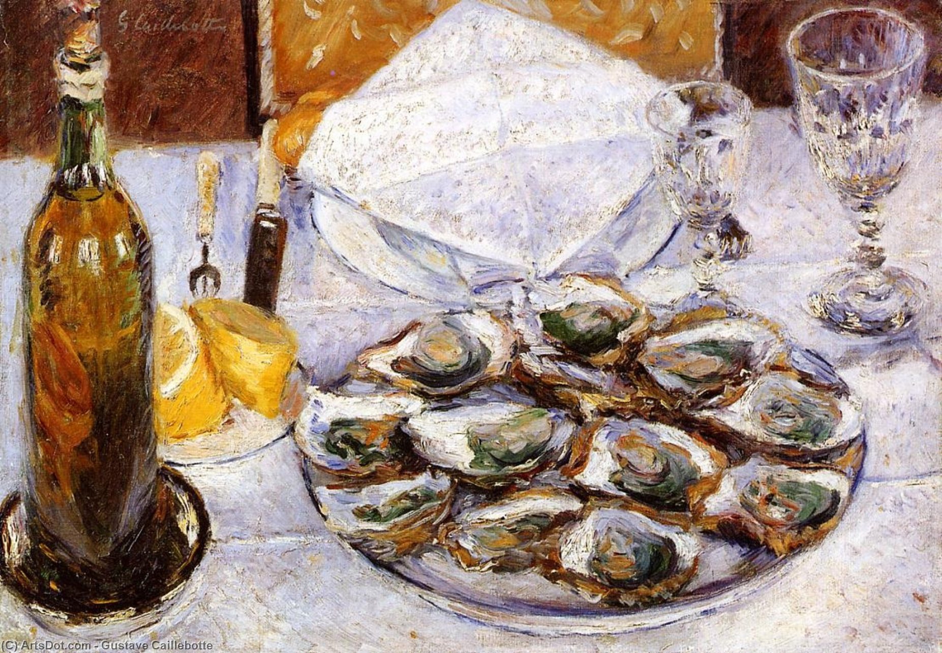 WikiOO.org – 美術百科全書 - 繪畫，作品 Gustave Caillebotte - 静物与牡蛎