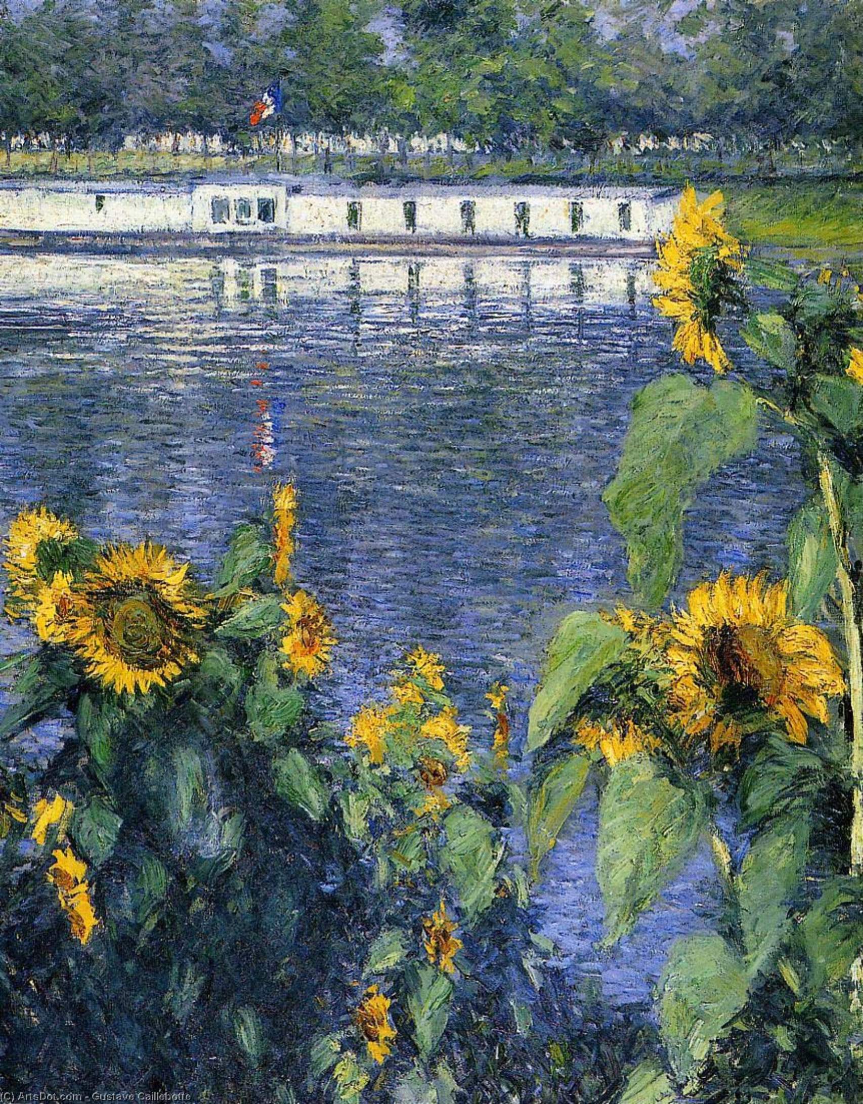 Wikioo.org - The Encyclopedia of Fine Arts - Painting, Artwork by Gustave Caillebotte - Sunflowers on the Banks of the Seine