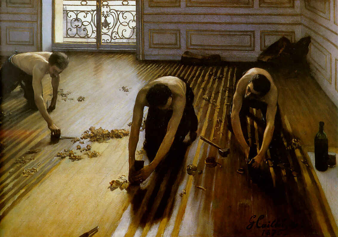 Wikioo.org - The Encyclopedia of Fine Arts - Painting, Artwork by Gustave Caillebotte - The Floor Scrapers aka The Floor Strippers