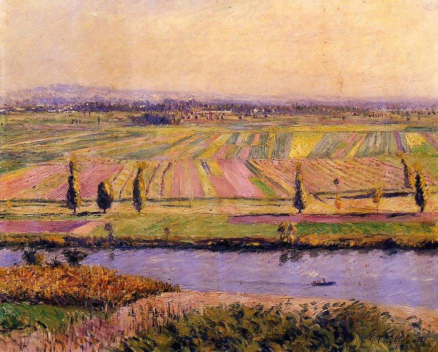 WikiOO.org – 美術百科全書 - 繪畫，作品 Gustave Caillebotte - 热讷维耶的平原，从阿让特伊的山坡看
