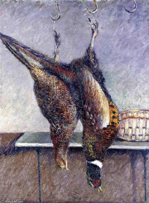 Wikioo.org - The Encyclopedia of Fine Arts - Painting, Artwork by Gustave Caillebotte - Two Hanging Pheasants