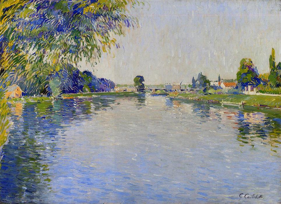 Wikioo.org - The Encyclopedia of Fine Arts - Painting, Artwork by Gustave Caillebotte - View of the Seine in the Direction of the Pont de Bezons