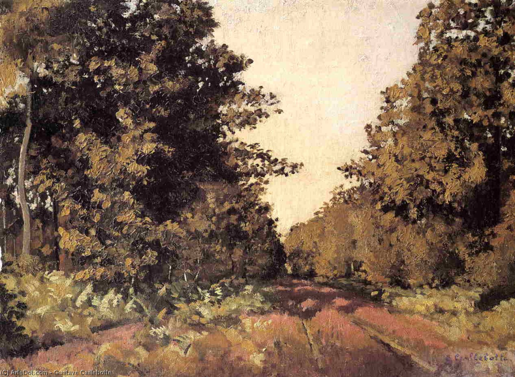 Wikioo.org - The Encyclopedia of Fine Arts - Painting, Artwork by Gustave Caillebotte - Yerres, Woods at la Grange, Path of the Great 'Ha-Ha'