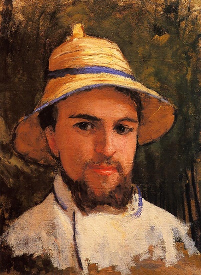 Wikioo.org - The Encyclopedia of Fine Arts - Painting, Artwork by Gustave Caillebotte - Self Portrait (fragment) aka Self Portrait Wearing a Summer Hat