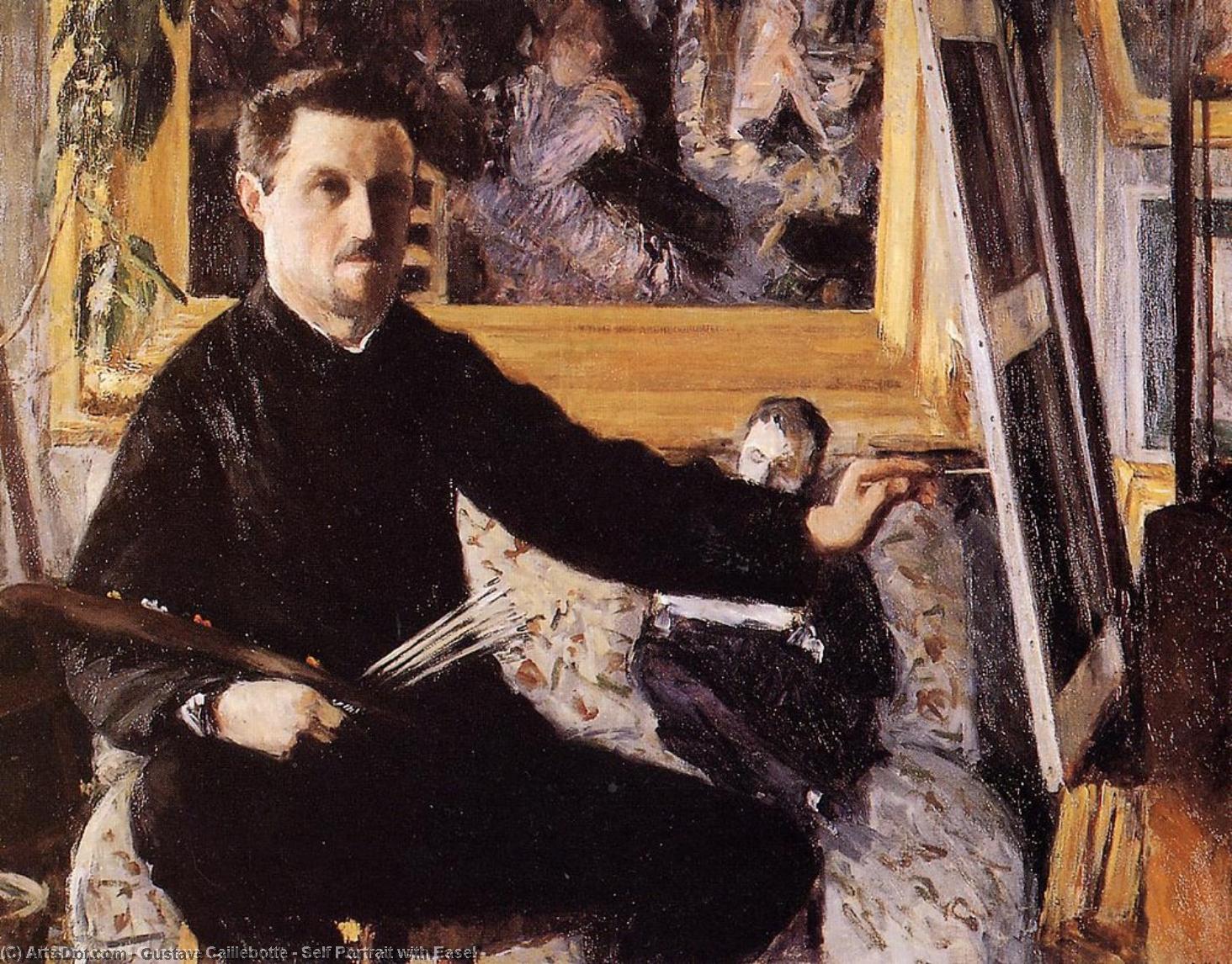Wikioo.org - The Encyclopedia of Fine Arts - Painting, Artwork by Gustave Caillebotte - Self Portrait with Easel -