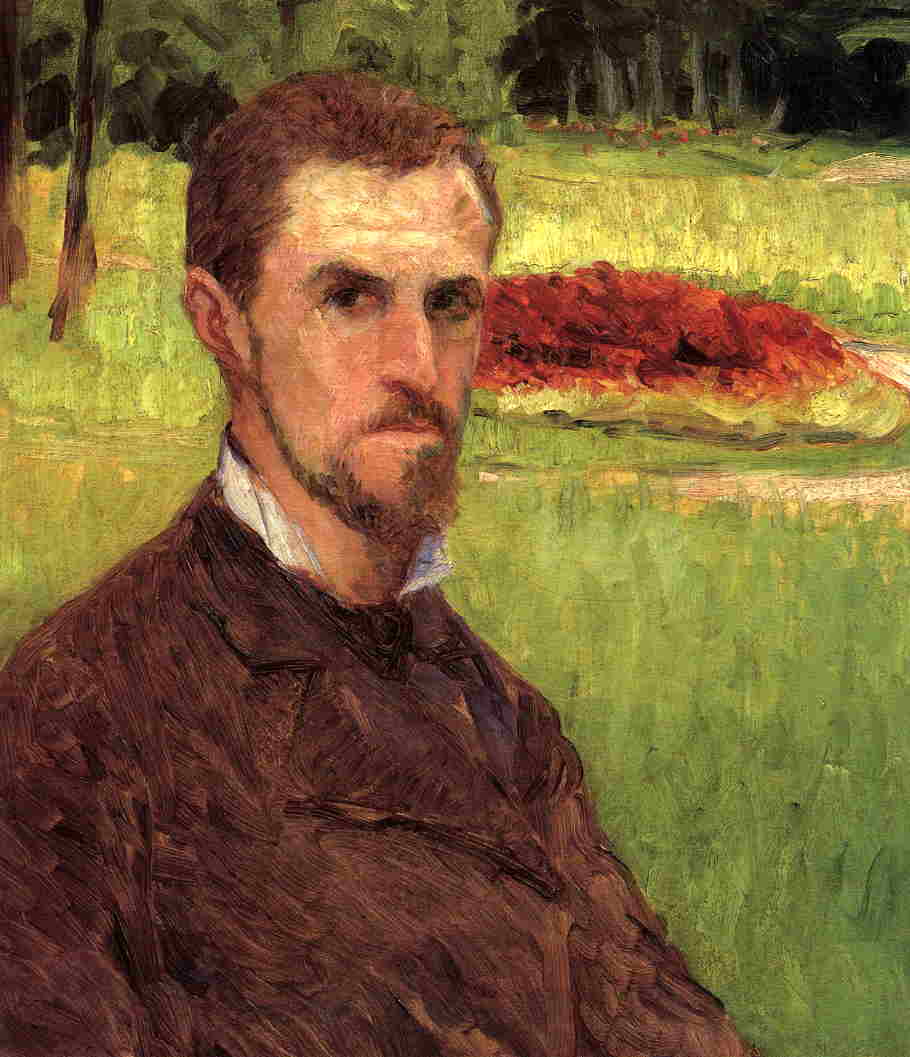 Wikioo.org - The Encyclopedia of Fine Arts - Painting, Artwork by Gustave Caillebotte - Self-Portrait in the Park at Yerres