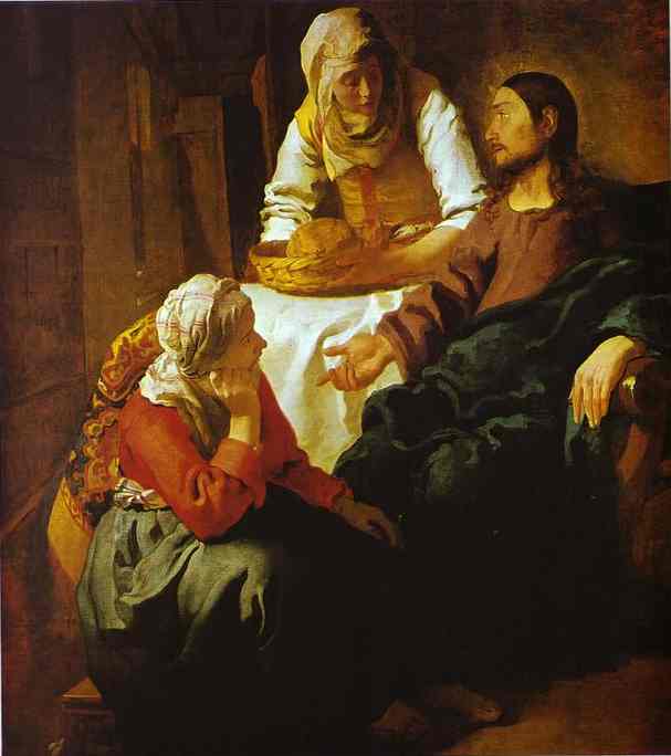 Wikioo.org – L'Enciclopedia delle Belle Arti - Pittura, Opere di Jan Vermeer - cristo nella casa di maria e marta